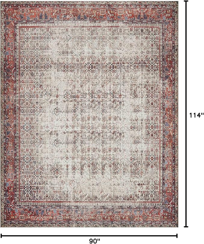Loloi Layla Collection LAY-12 Ivory/Brick 7'-6" x 9'-6" .13" Thick Area Rug - Image 2