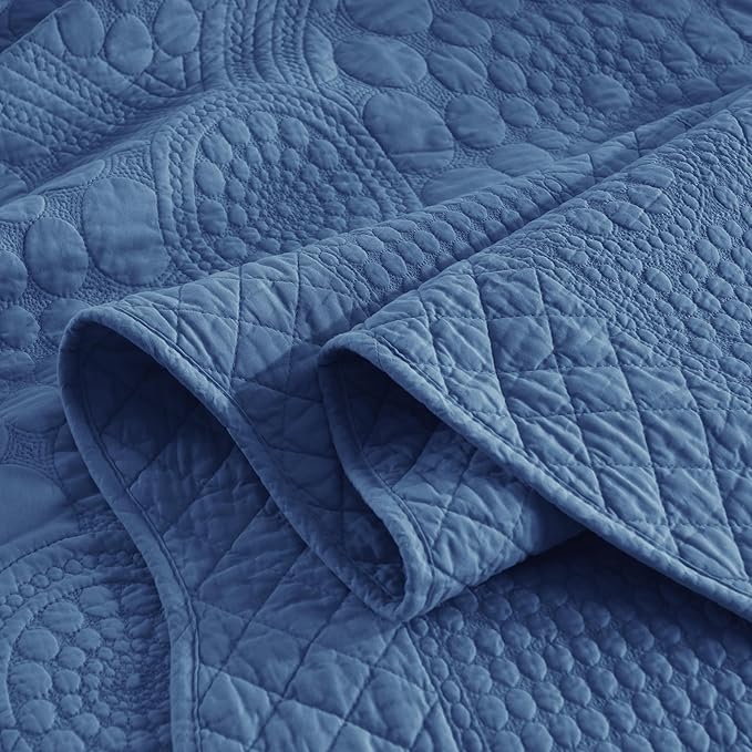 MarCielo 3-Piece 100% Cotton Oversized Bedspread Lightweight Quilt Coverlet - Image 9