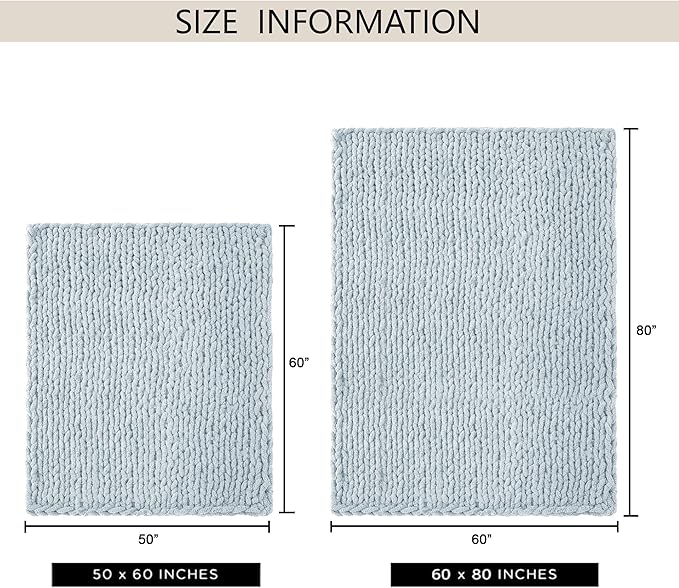 Chunky Knit Throw Blanket 60"X 80", 100% Handmade - Image 9