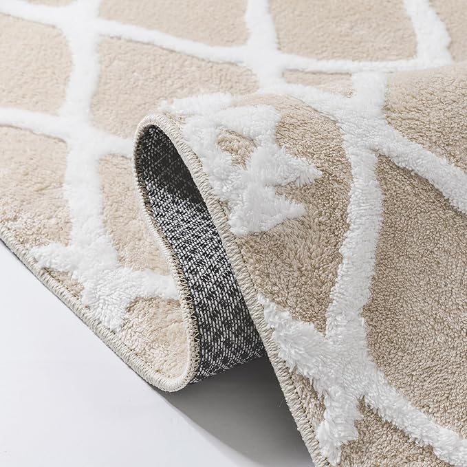 Ivory 4x6 Area Rug Moroccan Shag Office Washable Carpet Soft Non Shedding - Image 7