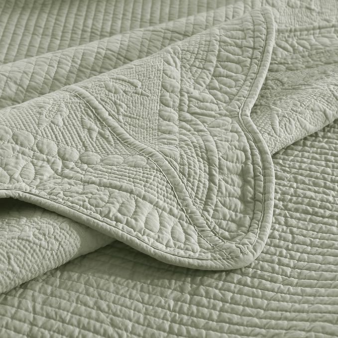 MarCielo 3-Piece 100% Cotton Oversized Bedspread Lightweight Quilt Coverlet - Image 6
