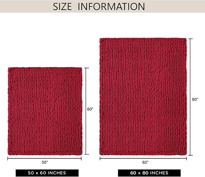 Chunky Knit Throw Blanket 50"X 60", 100% Handmade - Image 9