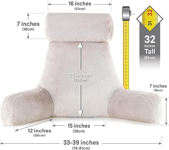 Husband Pillow XXL Baby Golden Wolf Fabulous Faux Fur Backrest, Two-Tone - Image 4