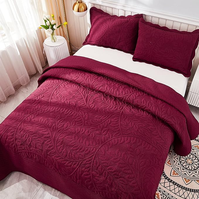 MarCielo 3-Piece 100% Cotton Oversized Bedspread Lightweight Quilt Coverlet - Image 2