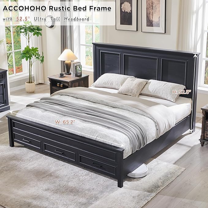 ACCOHOHO Farmhouse Queen Size Bed Frame - Image 3