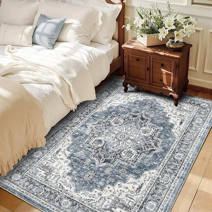 3x5 Vintage Area Rugs for Indoor Entrance Stain Resistant Washable Entryway Rug - Image 2