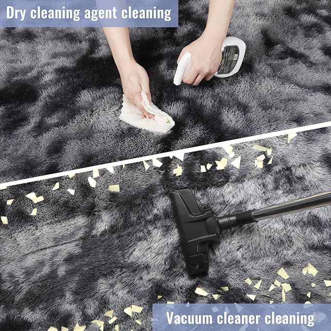 PAGISOFE Area Rugs 9x12 Living Room, Machine Washable Dark Grey Shag Rugs - Image 9