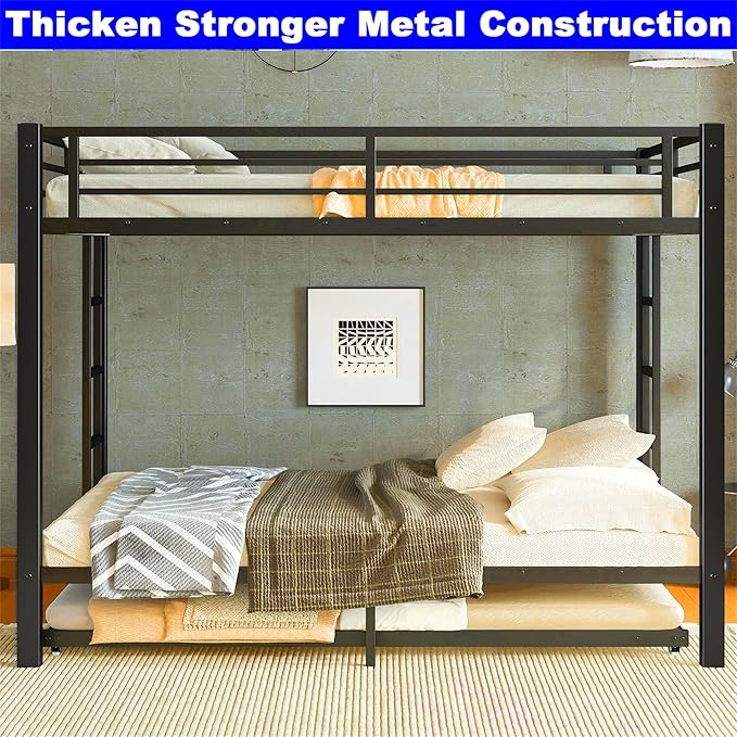 Upgraded Version Thicken Metal Heavy Duty Queen Over Queen Bunk Bed - Image 3
