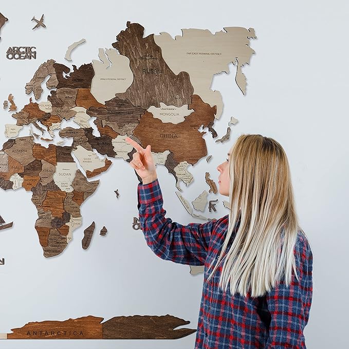 Handmade 3D Wood World Map Wall Art Large Wall Decor Track Your World Travels - Image 8