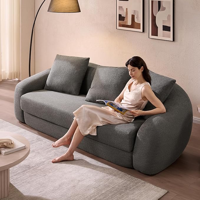 SICOTAS 90.6" Curved Convertible Sofa Couch Bed - Image 3