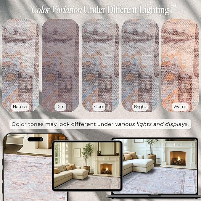 Fame Rugs Brown Modern Oushak Rug 5x7, Washable Vintage Turkish Colorful - Image 4