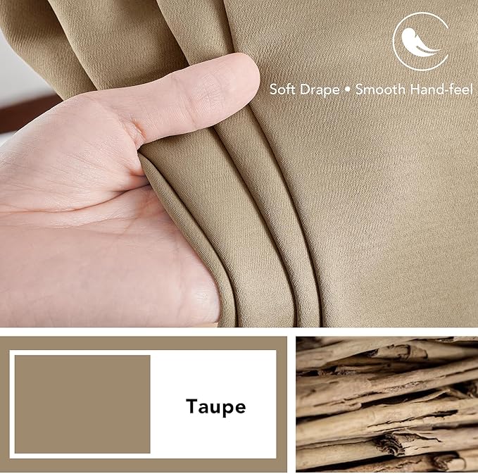 Deconovo Blackout Curtains, Thermal Insulated, W42 x L45 2 Panels, Back Tab - Image 7