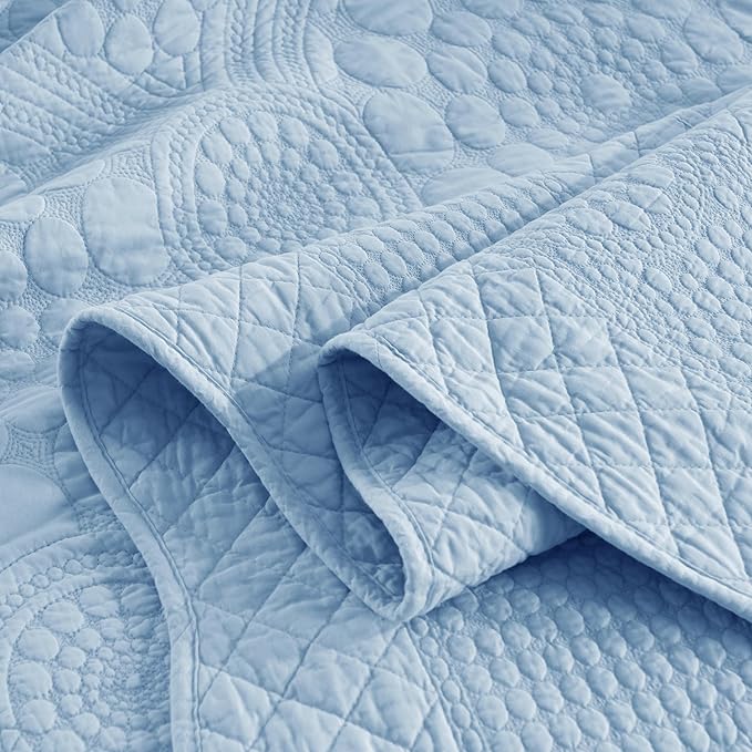 MarCielo 3-Piece 100% Cotton Oversized Bedspread Lightweight Quilt Coverlet - Image 5