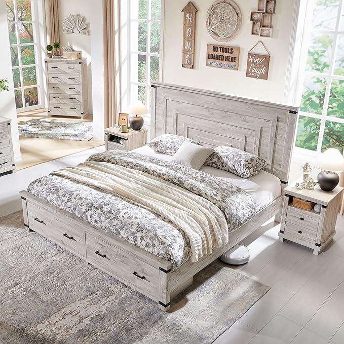 T4TREAM Farmhouse Queen Size Bed Frame by T4TREAMFurniture