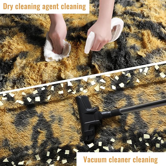 PAGISOFE Black and Yellow Fluffy Shag Area Rugs - Image 6