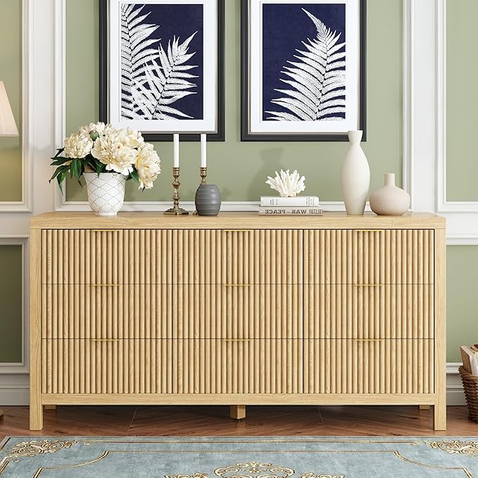 ZXSHD 9 Drawers, Modern Large Chest Mid Century Modern Dresser TV Stand by JZXSHD