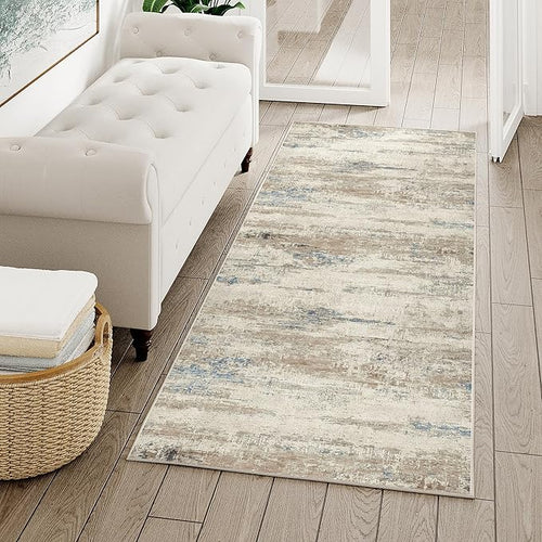 2x6 Runner Rug Hallway Kitchen Washable Abstract Neutral Modern Small Long by PureCozy
