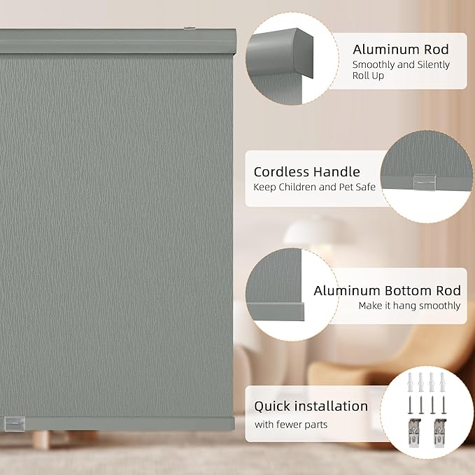 ChrisDowa Cordless Blackout Roller Shades - Image 4