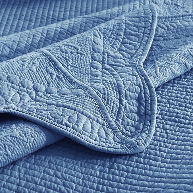 MarCielo 3-Piece 100% Cotton Oversized Bedspread Lightweight Quilt Coverlet - Image 7