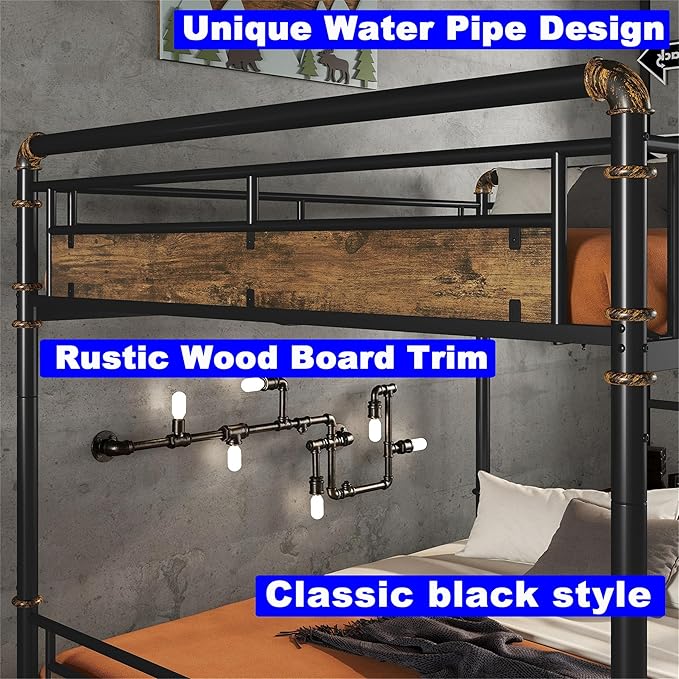 Upgraded Version Thickened Metal Heavy-Duty Queen Over Queen Bunk Bed, Best - Image 7