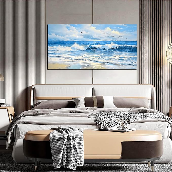 ENTANUB Ocean Wall Art for Bedroom, Sea Wave Wall-Decor for Living Room - Image 5