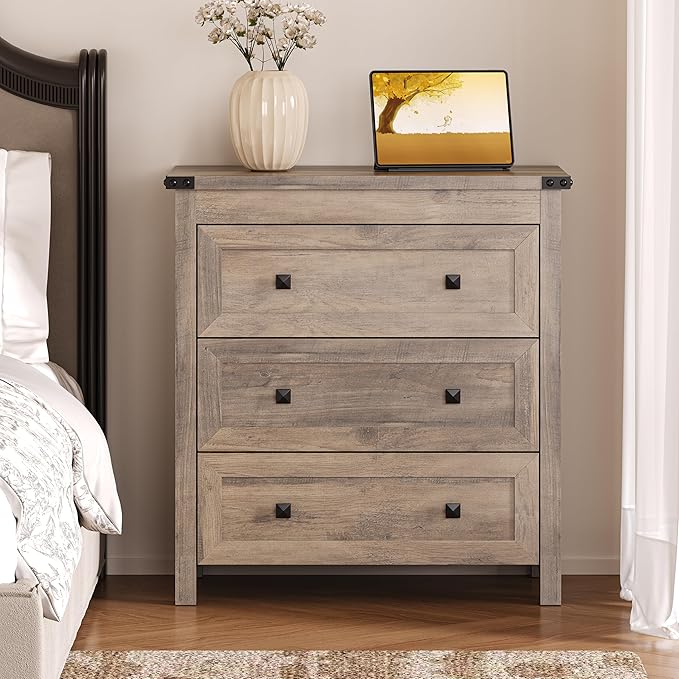 3-Drawer Dresser, Small Wooden Chest of Drawers - Image 3