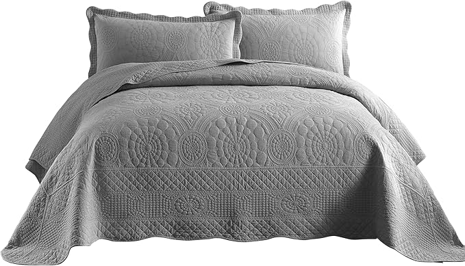 MarCielo 3-Piece 100% Cotton Oversized Bedspread Lightweight Quilt Coverlet - Image 6