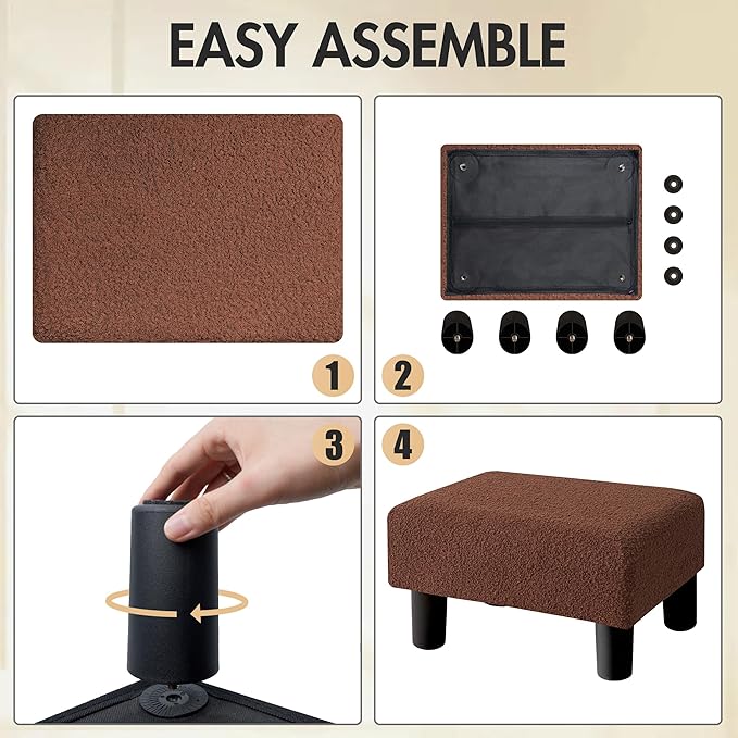 BRIAN & DANY Small Foot Stool Ottoman, Footstool - Image 4