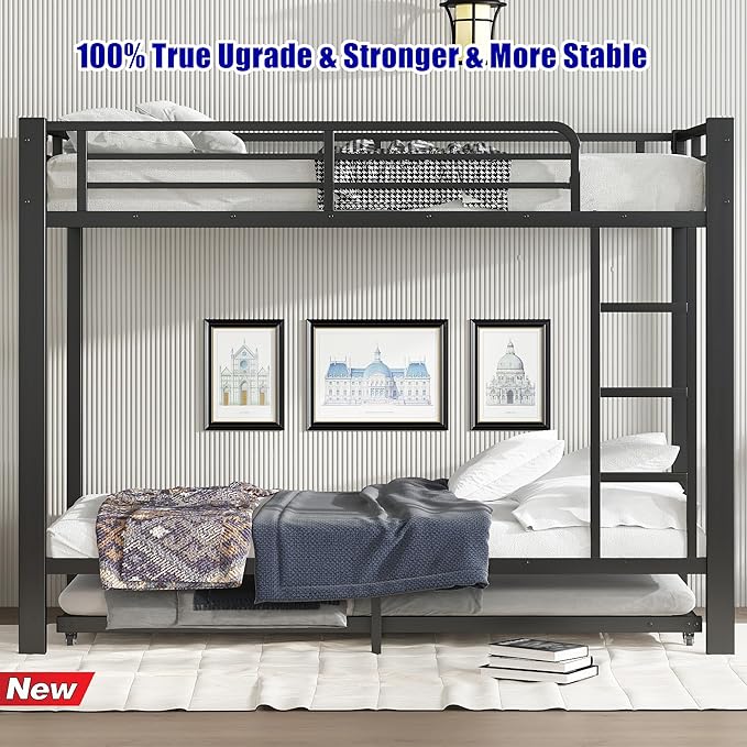 SIGONE Stronger & Safer Heavy Duty Twin XL Over Twin XL Bunk Bed - Image 3