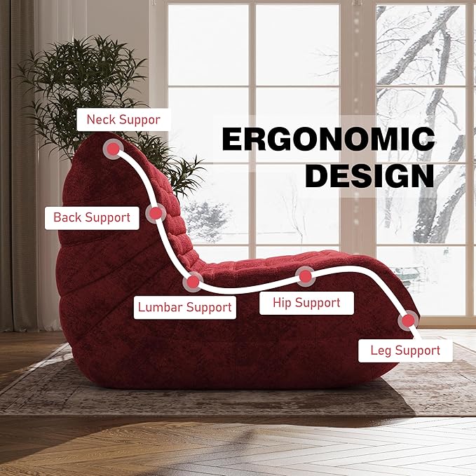 Bean Bag Chair Loveseat, 2 Seater, Teddy Fabric, Adults & Teens, Living Room & - Image 5