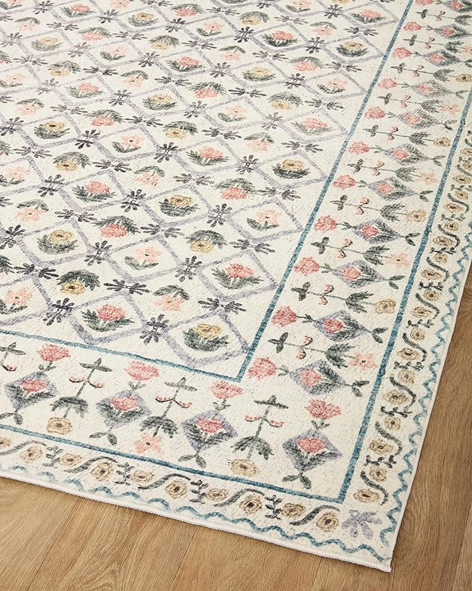 Loloi Rifle Paper Co. Eden Collection EDE-03 Lattice Ivory 2'-6" x 7'-6" Runner - Image 7