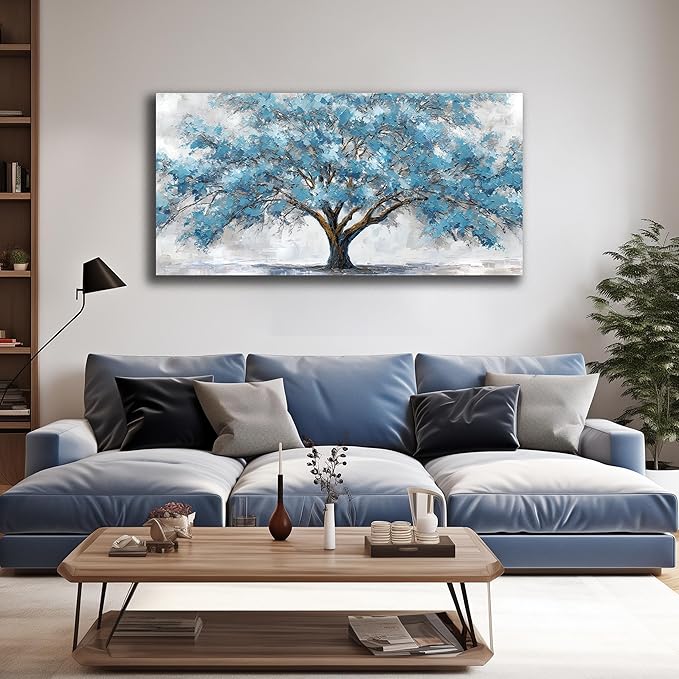 JuhaiArt Teal Wall Decor Tree Wall Art - Image 3
