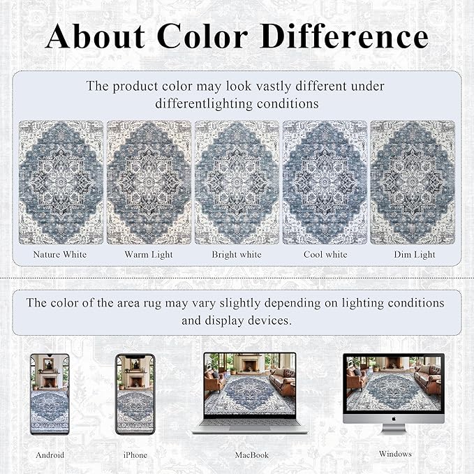 9x12 Large Area Rugs for Living Room Ultra-Soft Washable Rug Vintage Distressed - Image 7