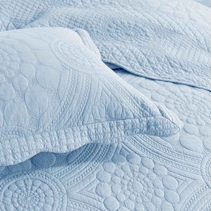 MarCielo 3-Piece 100% Cotton Oversized Bedspread Lightweight Quilt Coverlet - Image 3