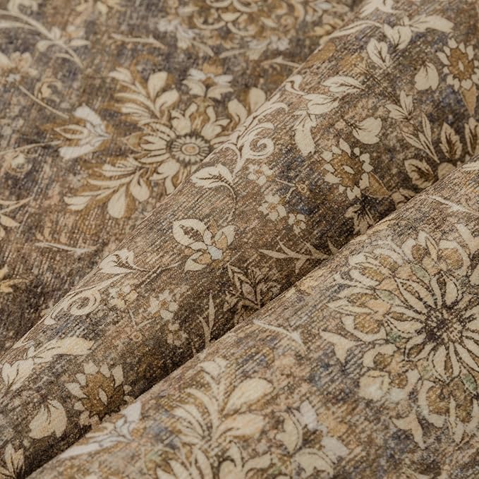 8x10 Vintage Area Rug Brown Washable Living Room Large Non Slip Carpet Bedroom - Image 7