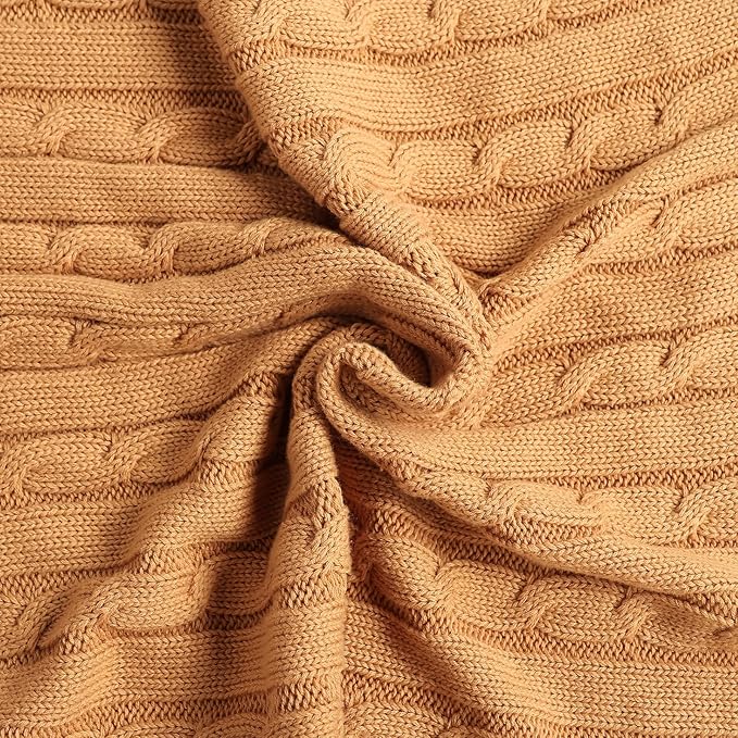 100% Cotton Cable-Knit Throw Blanket: 60" x 70", Ultra Soft, Breathable - Image 6