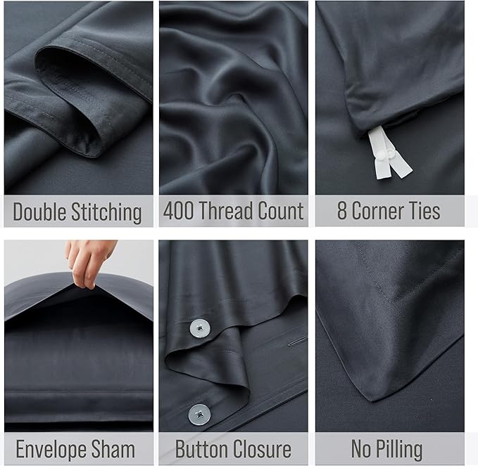 Bella Coterie Luxury Bamboo Viscose Queen Size Duvet Cover Set | 100% - Image 3