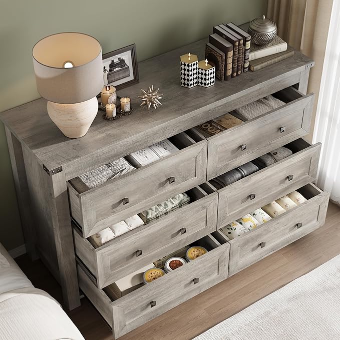 6-Drawer Dresser, Modern Wooden Storage Chest of Drawers, Dresser TV Stand - Image 4
