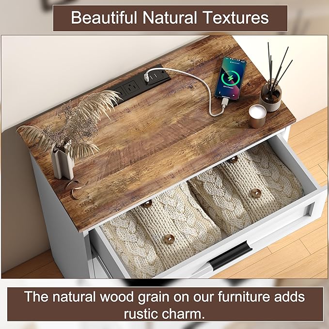 Farmhouse 4 Drawers Dresser for Bedroom Rustic Chest of Drawers - Image 5