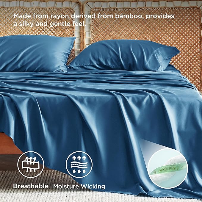 Bedsure Full Size Bed Sheets, Cooling Sheets, Rayon Derived from Bamboo - Image 3