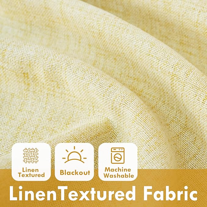 DriftAway Double Layer Linen Blackout Tie Up Curtains Thermal Insulated Fully - Image 3