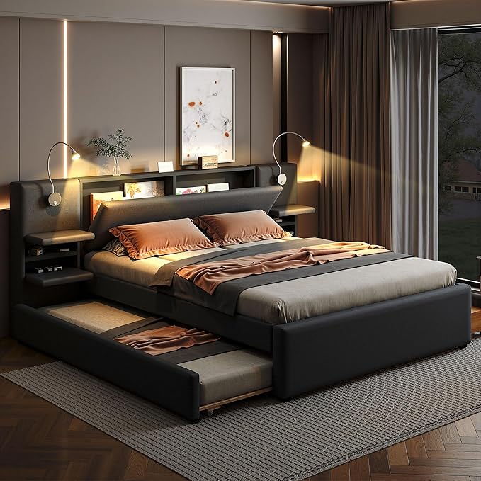 Luxury Queen Bed Frame, Queen Size Trundle Bed Frame - Image 3