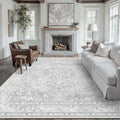 Grey 8x10 Area Rug Washable Vintage Carpet by PureCozy