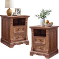 T4TREAM Farmhouse Nightstand Set of 2, Wooden End Table w/Roman Column by T4TREAMFurniture