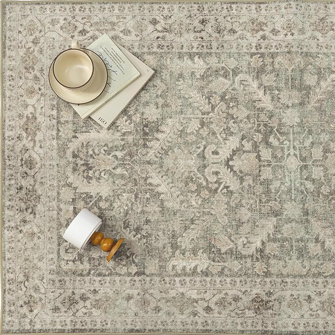 Brown 2x5 Runner Rug Vintage Area Carpet Hallway Indoor Kitchen Washable Low - Image 6