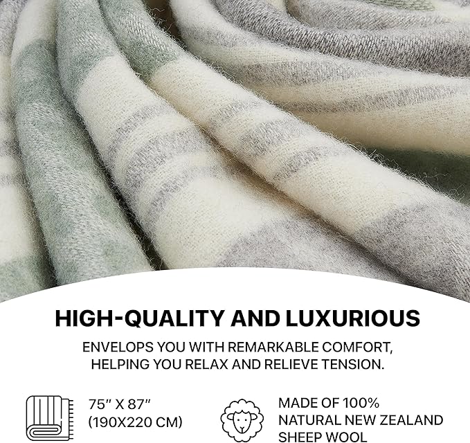 | Wool Blanket/Throw | 100% New Zealand Wool | Perfect - Image 6
