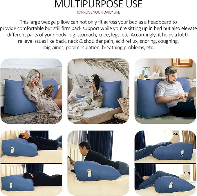 homecozy Wedge Headboard Pillow Dorm Room Reading Pillow Back Support - Image 9