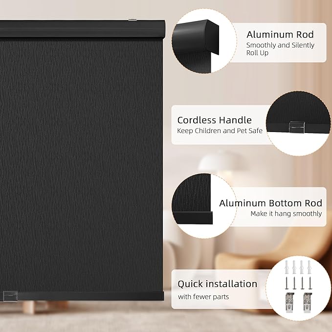 ChrisDowa Cordless Blackout Roller Shades - Image 4
