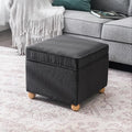 Adeco 17 Inch High Striped Flannel Black Cube Ottoman Storage, 3D Embossed by Adeco