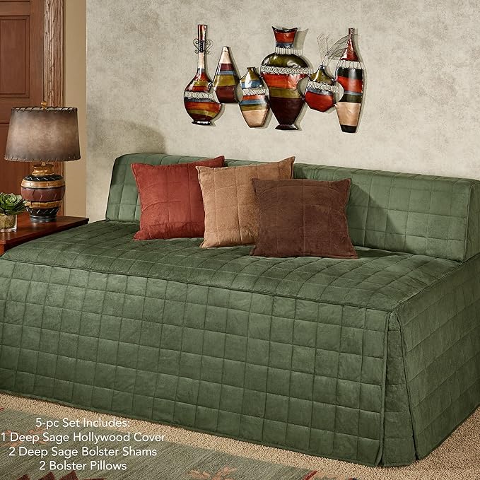 Camden Luxury Bedding | Warm Deep Sage Green Color | Fitted Hollywood Daybed - Image 2
